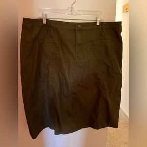 Dark green light wear denim like midi skirt. Christopher and banks size 20w
